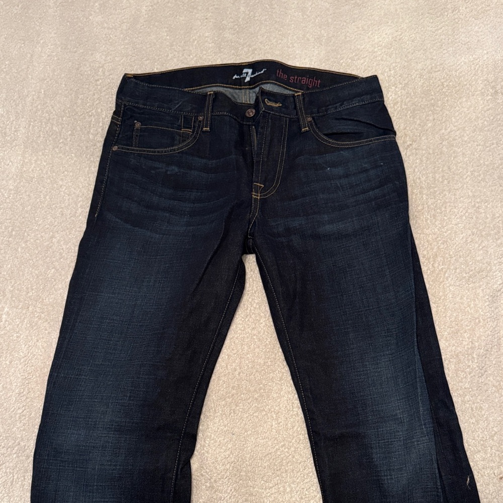 7 For All Mankind Men's Deep Indigo Straight Jeans